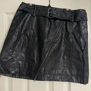 Free People Black Leather Skirt